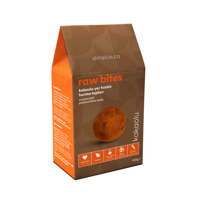 Kakao Kaplı Glutensiz Vegan Yerfıstıklı Hurma Topları Raw Bites 100gr
